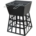 Load image into Gallery viewer, Fire Pit BBQ Grill Portable Square Cooking Camping Brazier Reversible Stand Backyard