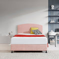 Load image into Gallery viewer, Linen Fabric Double Bed Curved Headboard Bedhead - Pale Pink