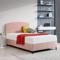 Load image into Gallery viewer, Linen Fabric Double Bed Curved Headboard Bedhead - Pale Pink