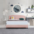 Load image into Gallery viewer, Linen Fabric King Bed Curved Headboard Bedhead - Pale Pink