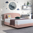 Load image into Gallery viewer, Linen Fabric King Bed Curved Headboard Bedhead - Pale Pink