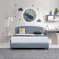 Load image into Gallery viewer, Linen Fabric King Bed Curved Headboard Bedhead - Berlin Blue