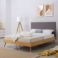 Load image into Gallery viewer, Natural Oak Ensemble Bed Frame Wooden Slat Fabric Headboard Double