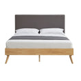 Load image into Gallery viewer, Natural Oak Ensemble Bed Frame Wooden Slat Fabric Headboard King