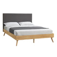 Load image into Gallery viewer, Natural Oak Ensemble Bed Frame Wooden Slat Fabric Headboard King