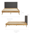 Load image into Gallery viewer, Natural Oak Ensemble Bed Frame Wooden Slat Fabric Headboard King