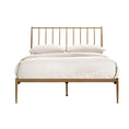 Load image into Gallery viewer, Metal Bed Frame Base Platform in Gold Double Mid Century Timber Slat