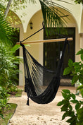 Load image into Gallery viewer, Mayan Legacy Extra Large Outdoor Cotton Mexican Hammock Chair in Black Colour