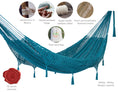 Load image into Gallery viewer, Outdoor undercover cotton Mayan Legacy hammock with hand crocheted tassels Queen Size Bondi