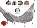Load image into Gallery viewer, Outdoor undercover cotton Mayan Legacy hammock with hand crocheted tassels Queen Size Dream Sands