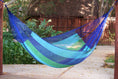 Load image into Gallery viewer, Mayan Legacy Queen Size Outdoor Cotton Mexican Hammock in Oceanica Colour