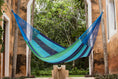 Load image into Gallery viewer, Mayan Legacy Queen Size Outdoor Cotton Mexican Hammock in Oceanica Colour