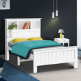 Load image into Gallery viewer, Artiss Bed Frame Single Size Wooden with 3 Shelves Bed Head White
