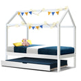 Load image into Gallery viewer, Artiss Bed Frame Wooden Trundle Daybed Kids House Frame White HOLY