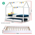 Load image into Gallery viewer, Artiss Bed Frame Wooden Trundle Daybed Kids House Frame White HOLY
