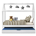 Load image into Gallery viewer, Artiss Bed Frame Wooden Trundle Daybed Kids House Frame White HOLY