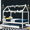 Load image into Gallery viewer, Artiss Bed Frame Wooden Trundle Daybed Kids House Frame White HOLY