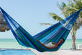 Load image into Gallery viewer, Mayan Legacy Jumbo Plus Size Nylon Mexican Hammock in Oceanica Colour