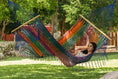 Load image into Gallery viewer, Mayan Legacy Queen Size Outdoor Cotton Mexican Resort Hammock With Fringe in Mexicana Colour