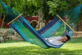 Load image into Gallery viewer, Mayan Legacy Queen Size Outdoor Cotton Mexican Resort Hammock No Fringe in Oceanica Colour