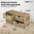 Load image into Gallery viewer, Home Master 4 Drawer Natural Seagrass Wooden Storage Chest Stylish 46cm