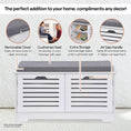 Load image into Gallery viewer, Home Master Storage Seat Shoe Cabinet With Removable Padded Cushion Seating 80cm