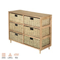 Load image into Gallery viewer, Home Master 6 Drawer Natural Seagrass Wooden Storage Chest Stylish 66cm