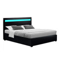 Load image into Gallery viewer, Artiss Bed Frame Double Size LED Gas Lift Black COLE
