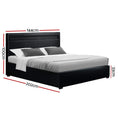 Load image into Gallery viewer, Artiss Bed Frame Double Size LED Gas Lift Black COLE
