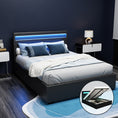 Load image into Gallery viewer, Artiss Bed Frame Double Size LED Gas Lift Black COLE
