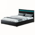 Load image into Gallery viewer, Artiss Bed Frame Queen Size LED Gas Lift Black COLE
