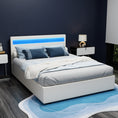 Load image into Gallery viewer, Artiss Bed Frame Queen Size LED Gas Lift White COLE
