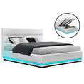 Load image into Gallery viewer, Artiss Bed Frame Double Size LED Gas Lift White LUMI

