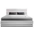 Load image into Gallery viewer, Artiss Bed Frame Double Size LED Gas Lift White LUMI
