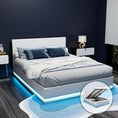 Load image into Gallery viewer, Artiss Bed Frame Double Size LED Gas Lift White LUMI
