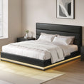 Load image into Gallery viewer, Artiss Bed Frame King Size LED Gas Lift Black LUMI
