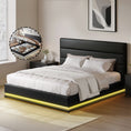 Load image into Gallery viewer, Artiss Bed Frame Queen Size LED Gas Lift Black LUMI
