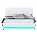 Load image into Gallery viewer, Artiss Bed Frame Queen Size LED Gas Lift White LUMI
