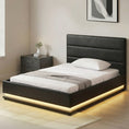 Load image into Gallery viewer, Artiss Bed Frame King Single Size LED Gas Lift Black LUMI
