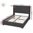 Load image into Gallery viewer, Artiss Queen Bed Frame Gas Lift Storage Bed with Charging Ports Upholstered Geometric Headboard Charcoal Grey
