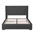 Load image into Gallery viewer, Artiss Queen Bed Frame Gas Lift Storage Bed with Charging Ports Upholstered Geometric Headboard Charcoal Grey
