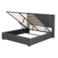 Load image into Gallery viewer, Artiss Queen Bed Frame Gas Lift Storage Bed with Charging Ports Upholstered Geometric Headboard Charcoal Grey
