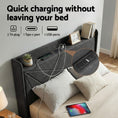 Load image into Gallery viewer, Artiss Queen Bed Frame Gas Lift Storage Bed with Charging Ports Upholstered Geometric Headboard Charcoal Grey
