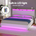 Load image into Gallery viewer, Artiss Bed Frame Gas Lift LED Beds Base Platform White PVC Leather Storage Headboard - King
