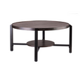 Load image into Gallery viewer, Black Round Coffee Table with Storage Shelf in Copper Finish Top
