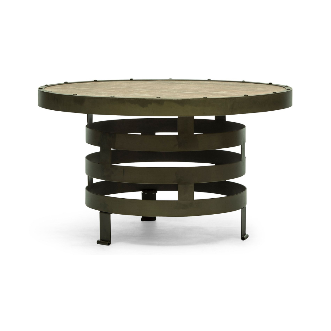 Retro Style Spiral Round Coffee Table with Wood Top