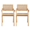 Load image into Gallery viewer, Artiss 2x Dining Chairs Wooden Rattan Seat Rubber Wood Frame
