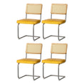 Load image into Gallery viewer, Artiss Dining Chairs Set of 4 Velvet Rattan Cantilever Yellow
