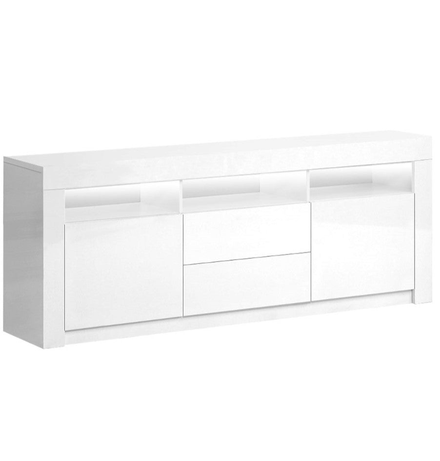 TV Cabinet Entertainment Unit 160cm Stand Store RGB LED Gloss Drawers White