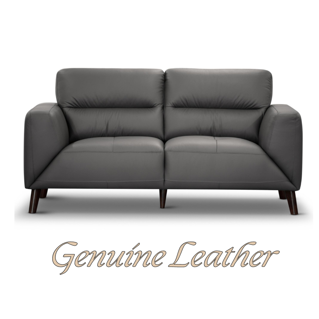 Downy  Genuine Leather Sofa 2 Seater Upholstered Lounge Couch - Gunmetal